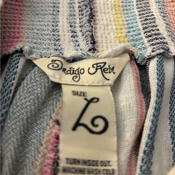 Indigo Rein Striped Linen Blend Wide-Leg Pants Sz L - Picture 4 of 4